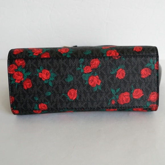 MICHAEL KORS MEDIUM SELMA 🌹 ROSE PRINT BLACK LOGO MESSENGER CROSSBODY BAG NWT - Picture 6 of 13